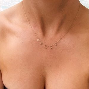 ZOE CHICCO 14K DIAMOND CELESTIAL CHARM NECKLACE